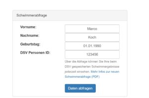 DSV schränkt „Schwimmerabfrage“ auf eigener Website massiv ein