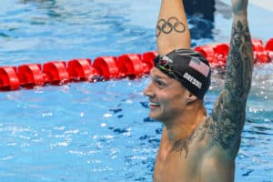Caeleb Dressel siegt über 100 Meter Freistil vor Kyle Chalmers
